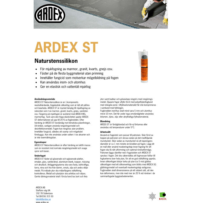 Ardex ST Naturstenssilikon / Mjukfog, 310ml